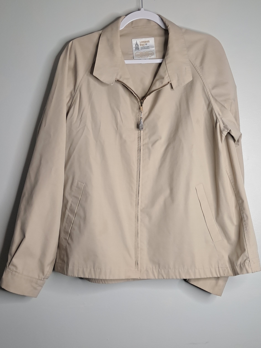 London Fog Men's Beige Zip-Front Lightweight Jacket 44L